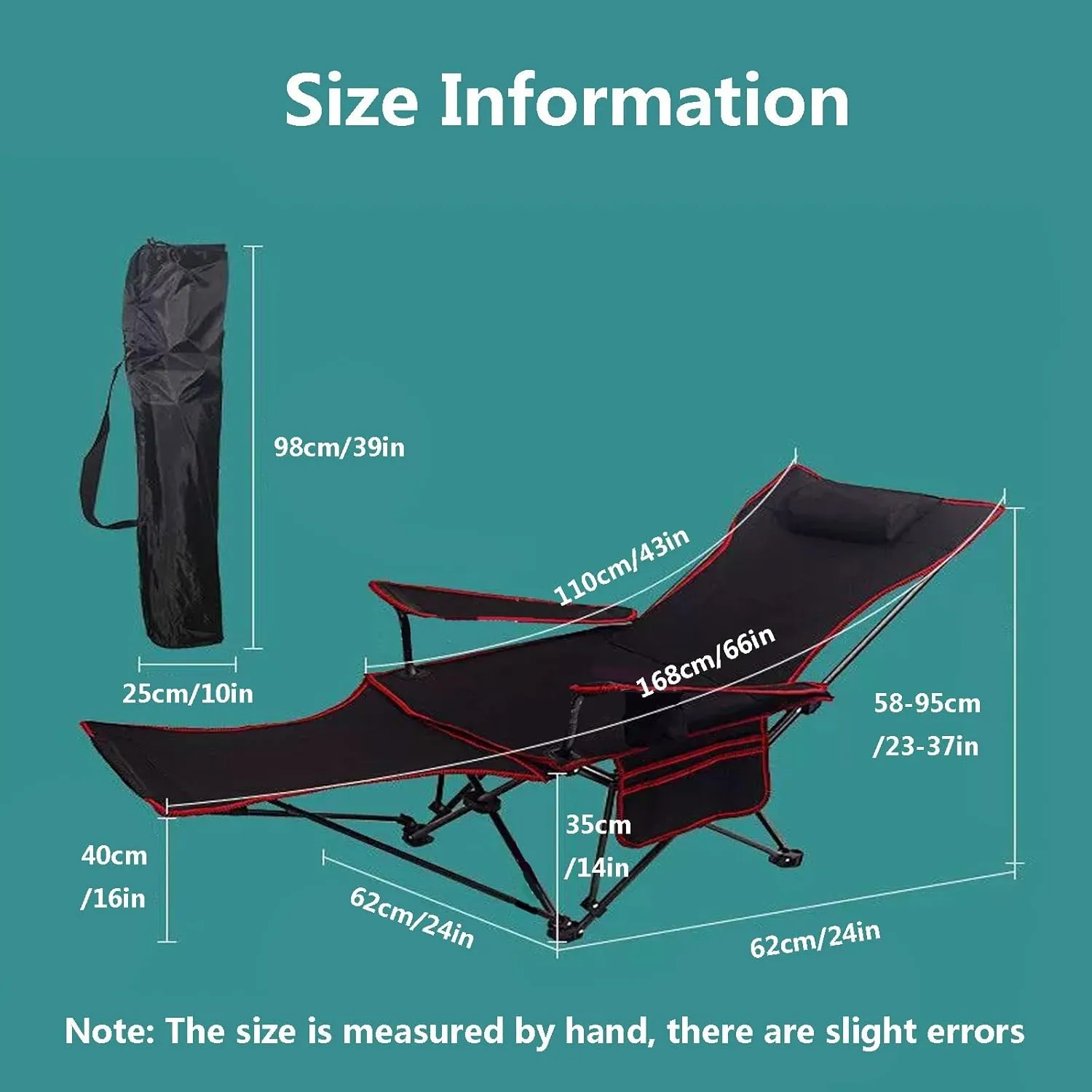 Outdoor foldable camping recliner with foot rest, multifunctional office lunch break leisure back recliner, portable outdoor beach chair with pillow, suitable for office, garden, camping,swimming pool