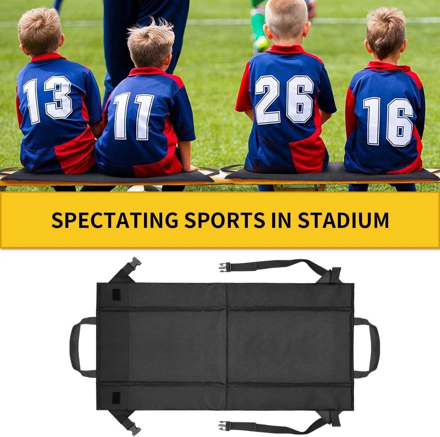 Outdoor Foldable Seat Pad,Stadium Black Portable Chair,Back Support Seat Back Pad