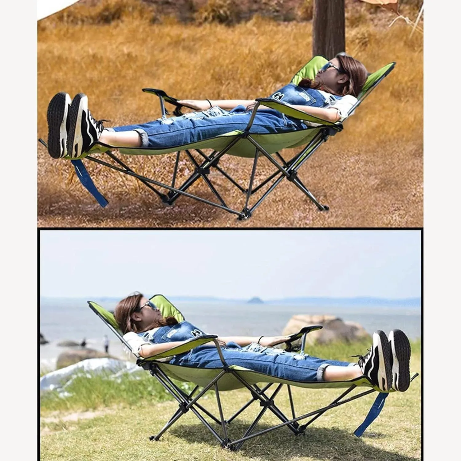 Outdoor Folding Camping Chairs Portable Fishing Chair Adjustable Backrest Deck Chairs with Cup Holder and Storage Bag Beach Chair for Hiking Lawn Travel foldable outdoor seat for camping canv