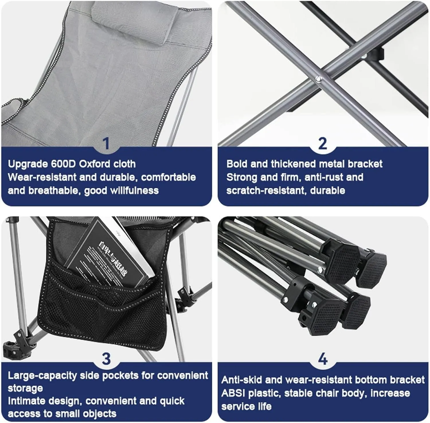 Outdoor Folding Camping Chairs Portable Fishing Chair Adjustable Backrest Deck Chairs with Cup Holder and Storage Bag Beach Chair for Hiking Lawn Travel foldable outdoor seat for camping canv