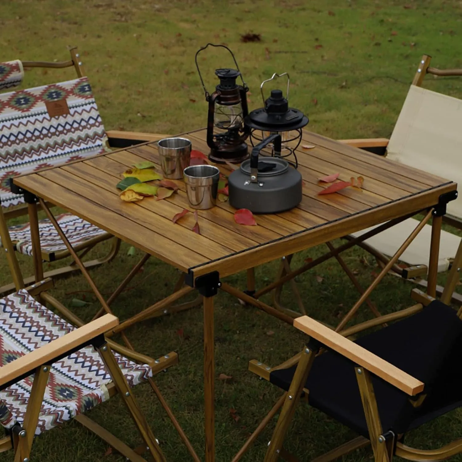 Outdoor Folding Camping Table with 2 Adjustable Heights of,Portable Camp Tables with Storage Bag, Roll Up Picnics Table for Travel Picnic