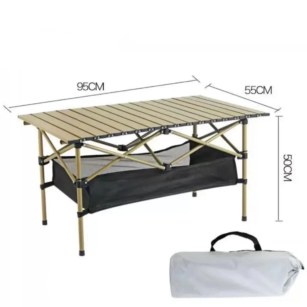 Outdoor Folding Long Table Portable Storage Black Camping Desk