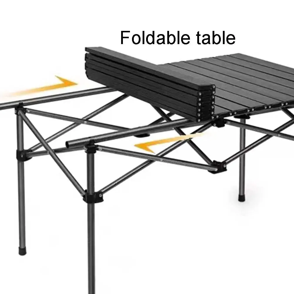 Outdoor Folding Long Table Portable Storage Black Camping Desk