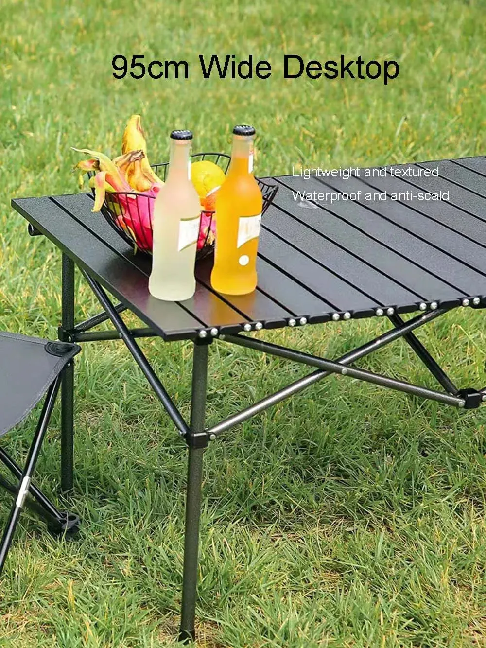 Outdoor Folding Long Table Portable Storage Black Camping Desk