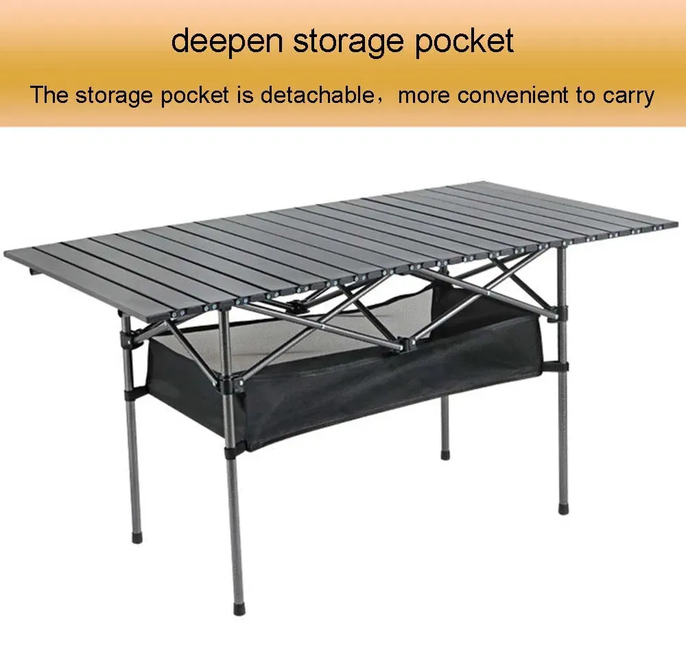 Outdoor Folding Long Table Portable Storage Black Camping Desk