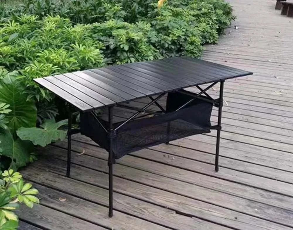 Outdoor Folding Long Table Portable Storage Black Camping Desk