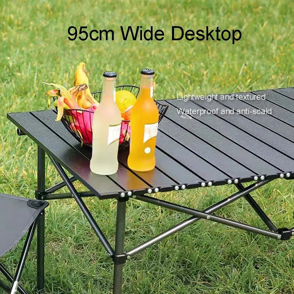 Outdoor Folding Long Table Portable Storage Black Camping Desk