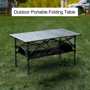 Outdoor Folding Long Table Portable Storage Black Camping Desk