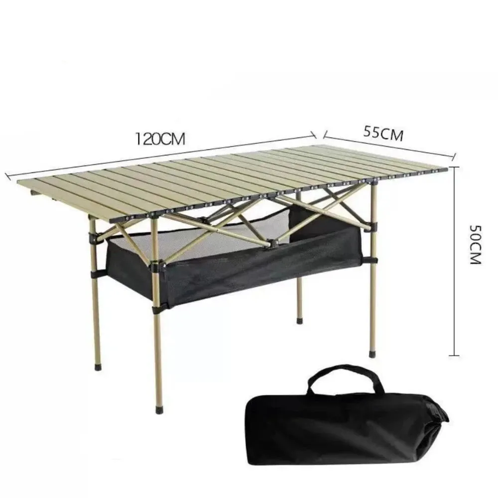 Outdoor Folding Long Table Portable Storage Black Camping Desk