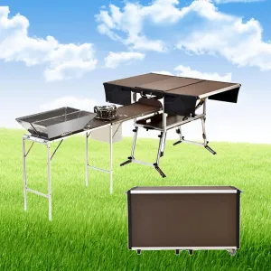 Outdoor Kitchen Camping Kitchen Table, Lightweight Folding Camping BBQ Table for BBQ Backyard Picnic (Package 6)