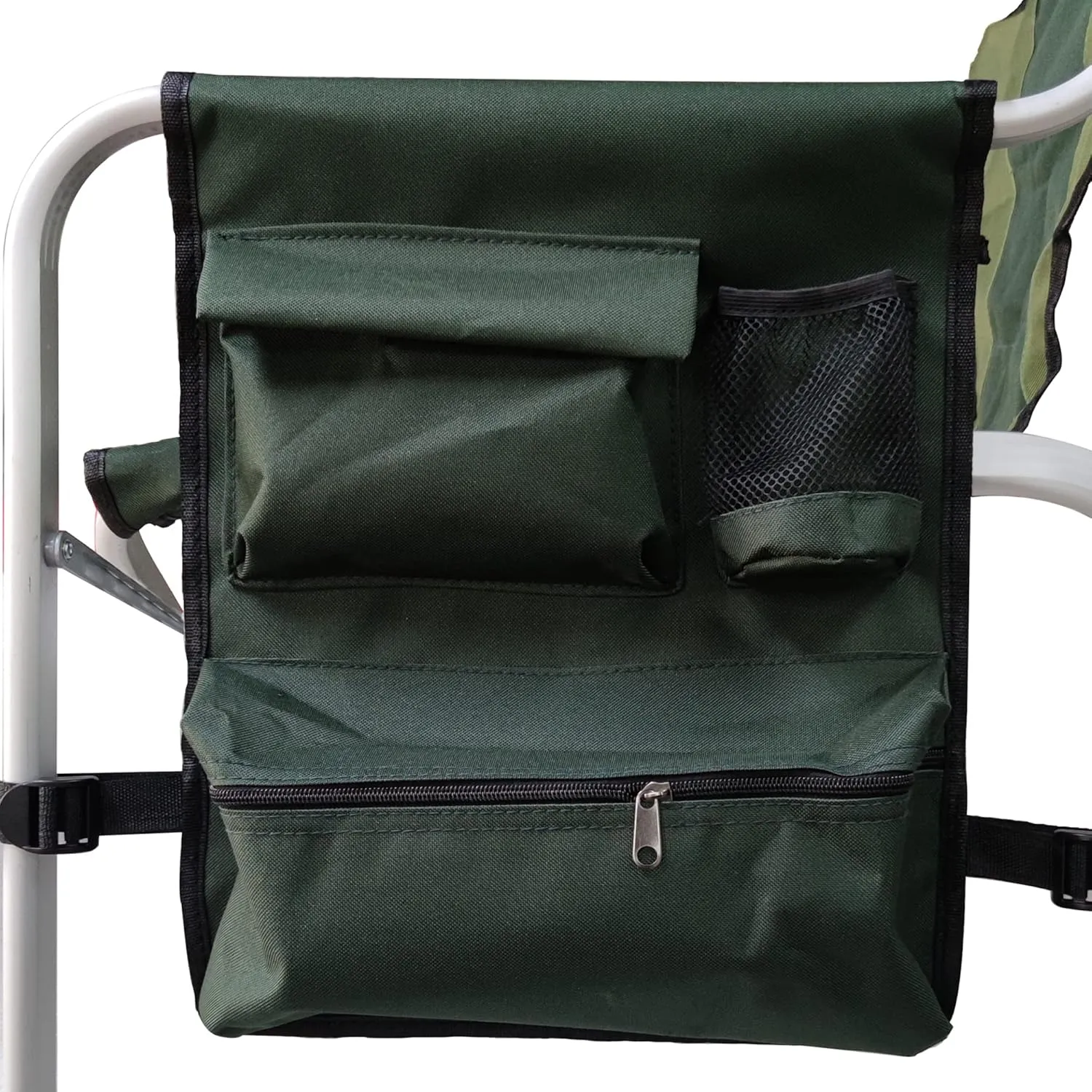 Outdoor Padded Folding Chair with Side Table and Storage Pockets, Lightweight Oversized Portable Camping Seating, Portable Folding Camping Chair for Outdoor Camping, Picnics and Fishing (1, Green)