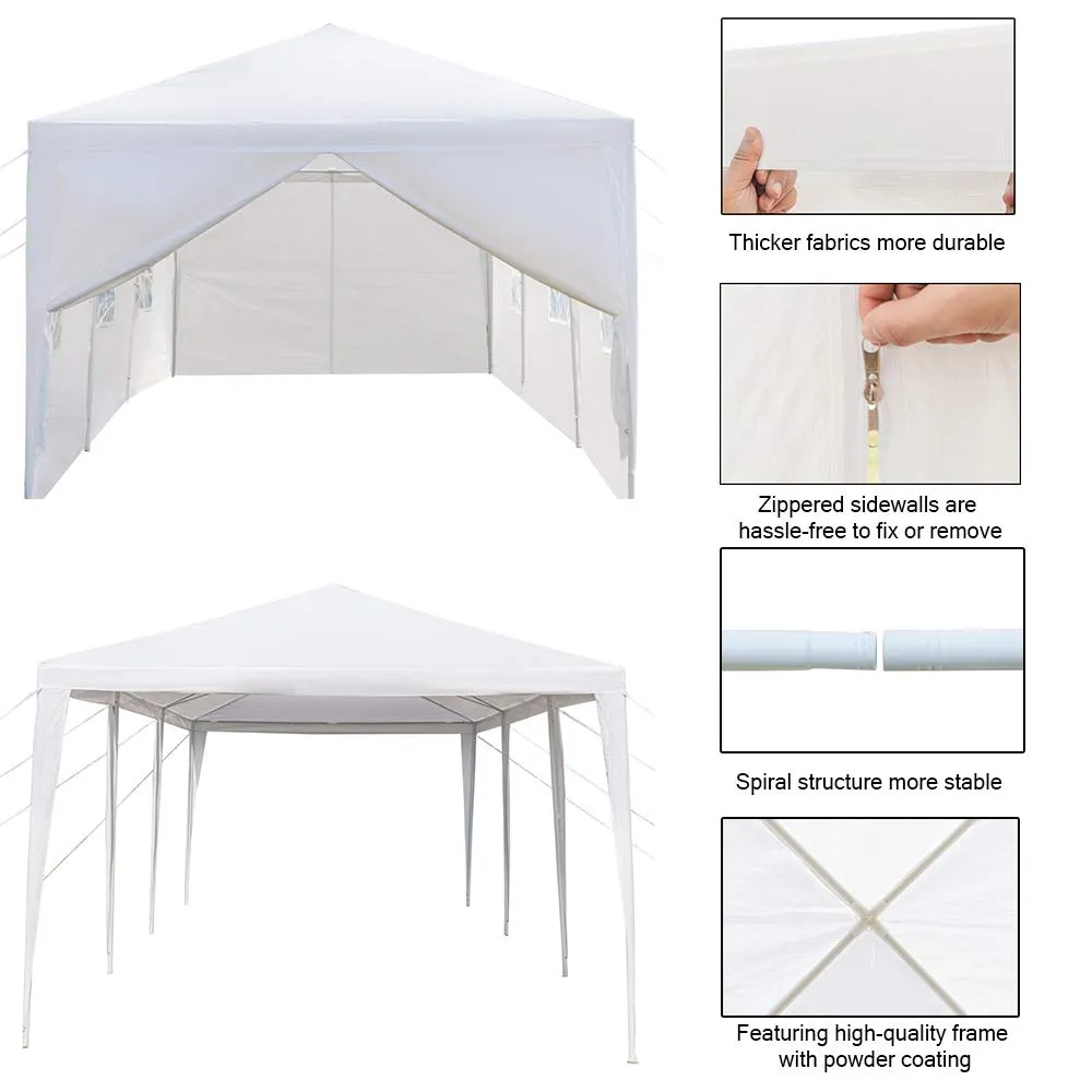 Outdoor Party Tent, Portable Wedding Tent Patio Tent Garden Tent Carport Patio Gazebo BBQ Shelter, Heavy Duty Canopy Waterproof UV Protection Tent with Removable Sidewalls (10 X 30 ft, 8 Sidewalls)