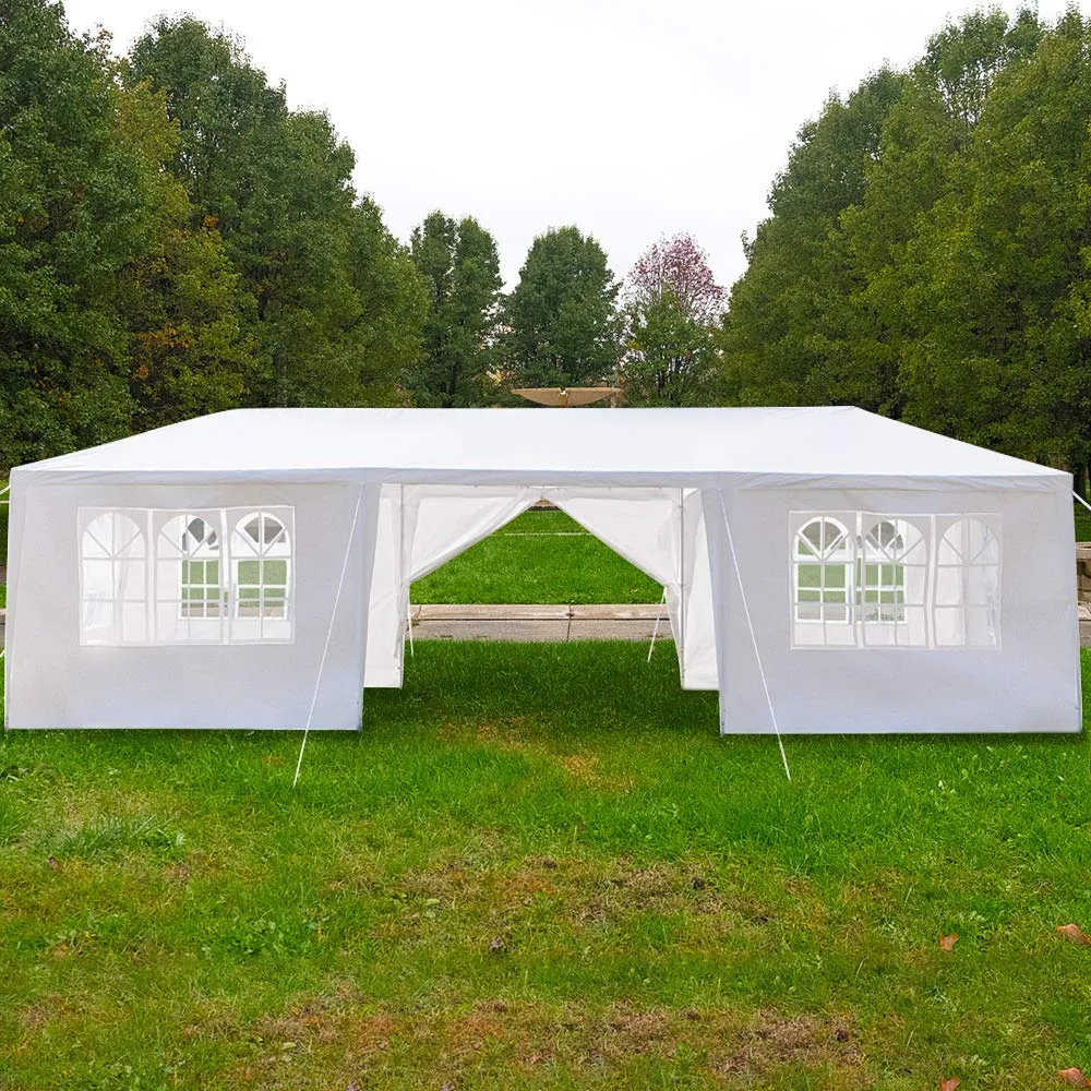 Outdoor Party Tent, Portable Wedding Tent Patio Tent Garden Tent Carport Patio Gazebo BBQ Shelter, Heavy Duty Canopy Waterproof UV Protection Tent with Removable Sidewalls (10 X 30 ft, 8 Sidewalls)
