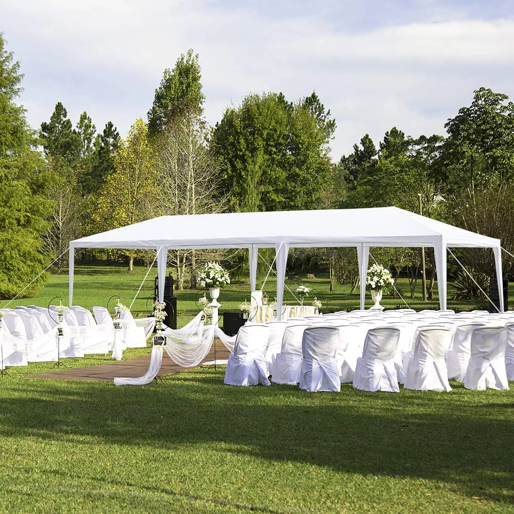 Outdoor Party Tent, Portable Wedding Tent Patio Tent Garden Tent Carport Patio Gazebo BBQ Shelter, Heavy Duty Canopy Waterproof UV Protection Tent with Removable Sidewalls (10 X 30 ft, 8 Sidewalls)