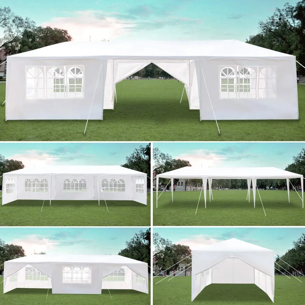 Outdoor Party Tent, Portable Wedding Tent Patio Tent Garden Tent Carport Patio Gazebo BBQ Shelter, Heavy Duty Canopy Waterproof UV Protection Tent with Removable Sidewalls (10 X 30 ft, 8 Sidewalls)