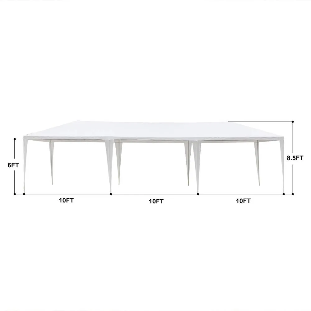 Outdoor Party Tent, Portable Wedding Tent Patio Tent Garden Tent Carport Patio Gazebo BBQ Shelter, Heavy Duty Canopy Waterproof UV Protection Tent with Removable Sidewalls (10 X 30 ft, 8 Sidewalls)