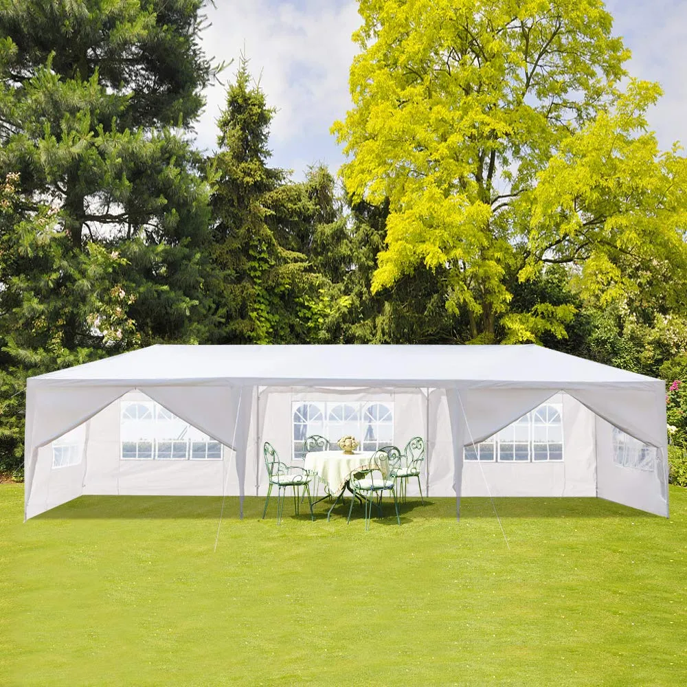 Outdoor Party Tent, Portable Wedding Tent Patio Tent Garden Tent Carport Patio Gazebo BBQ Shelter, Heavy Duty Canopy Waterproof UV Protection Tent with Removable Sidewalls (10 X 30 ft, 8 Sidewalls)