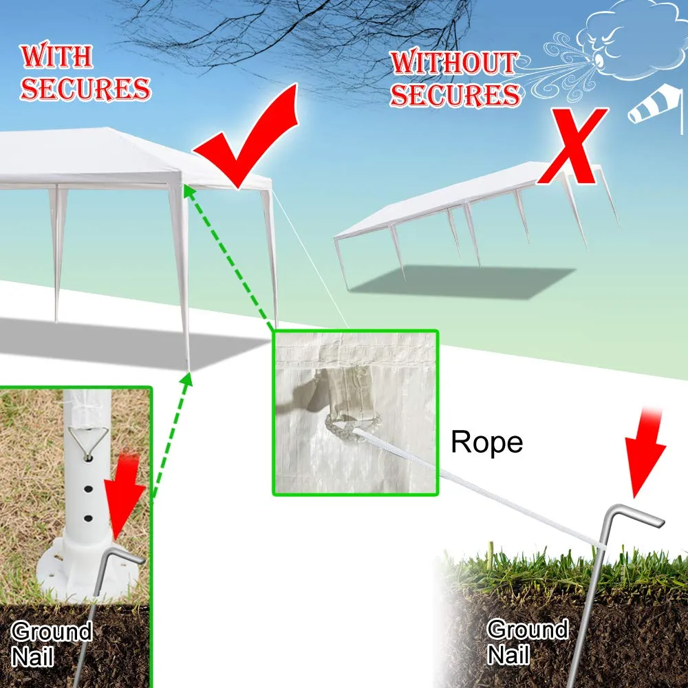 Outdoor Party Tent, Portable Wedding Tent Patio Tent Garden Tent Carport Patio Gazebo BBQ Shelter, Heavy Duty Canopy Waterproof UV Protection Tent with Removable Sidewalls (10 X 30 ft, 8 Sidewalls)