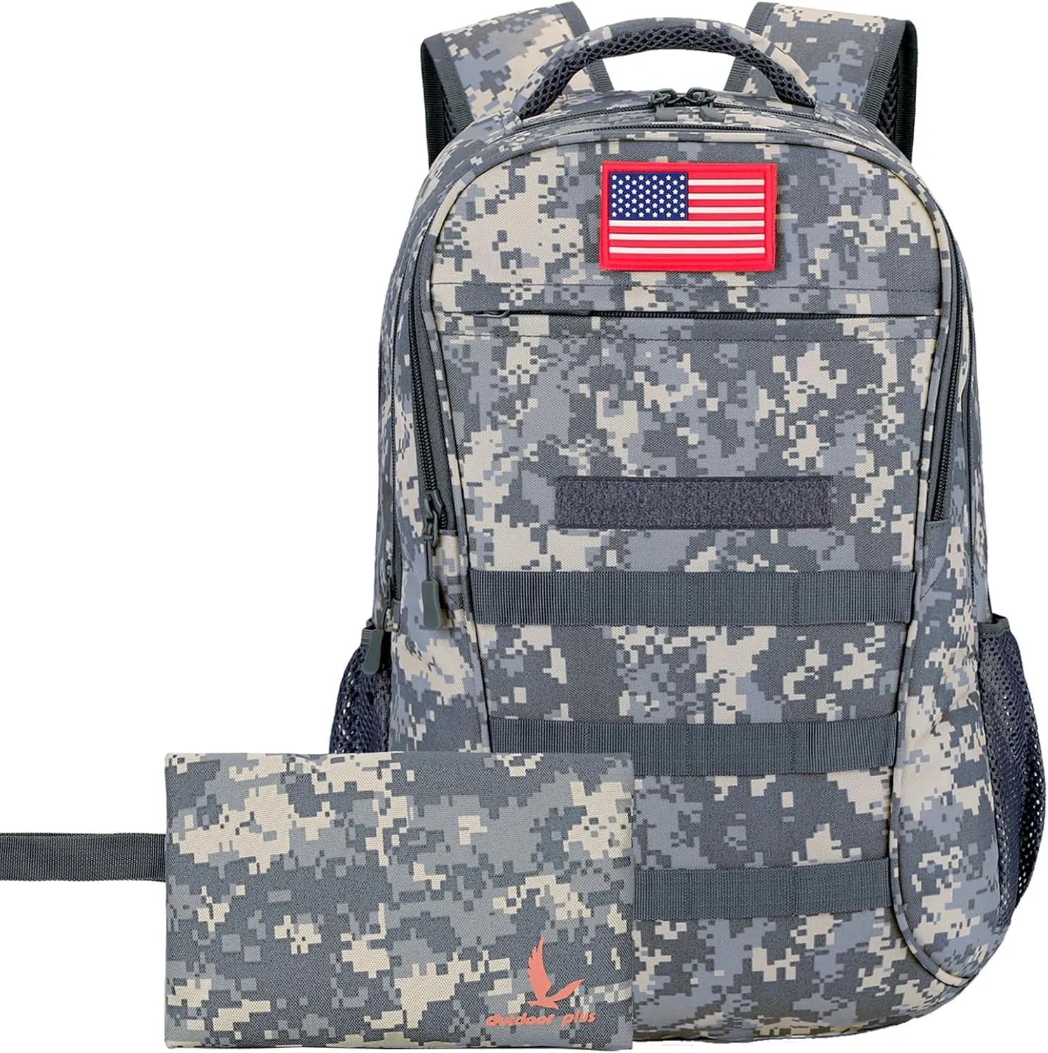 outdoor plus Camo Backpack,Military Boys Backpacks for School,Army Bookbag with USB Charging Port,30l/40L
