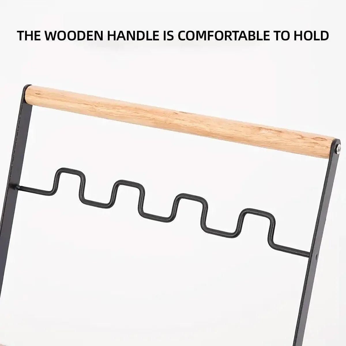 Outdoor Portable Wooden Folding Garbage Rack Picnic Barbecue Plastic Bag Holder