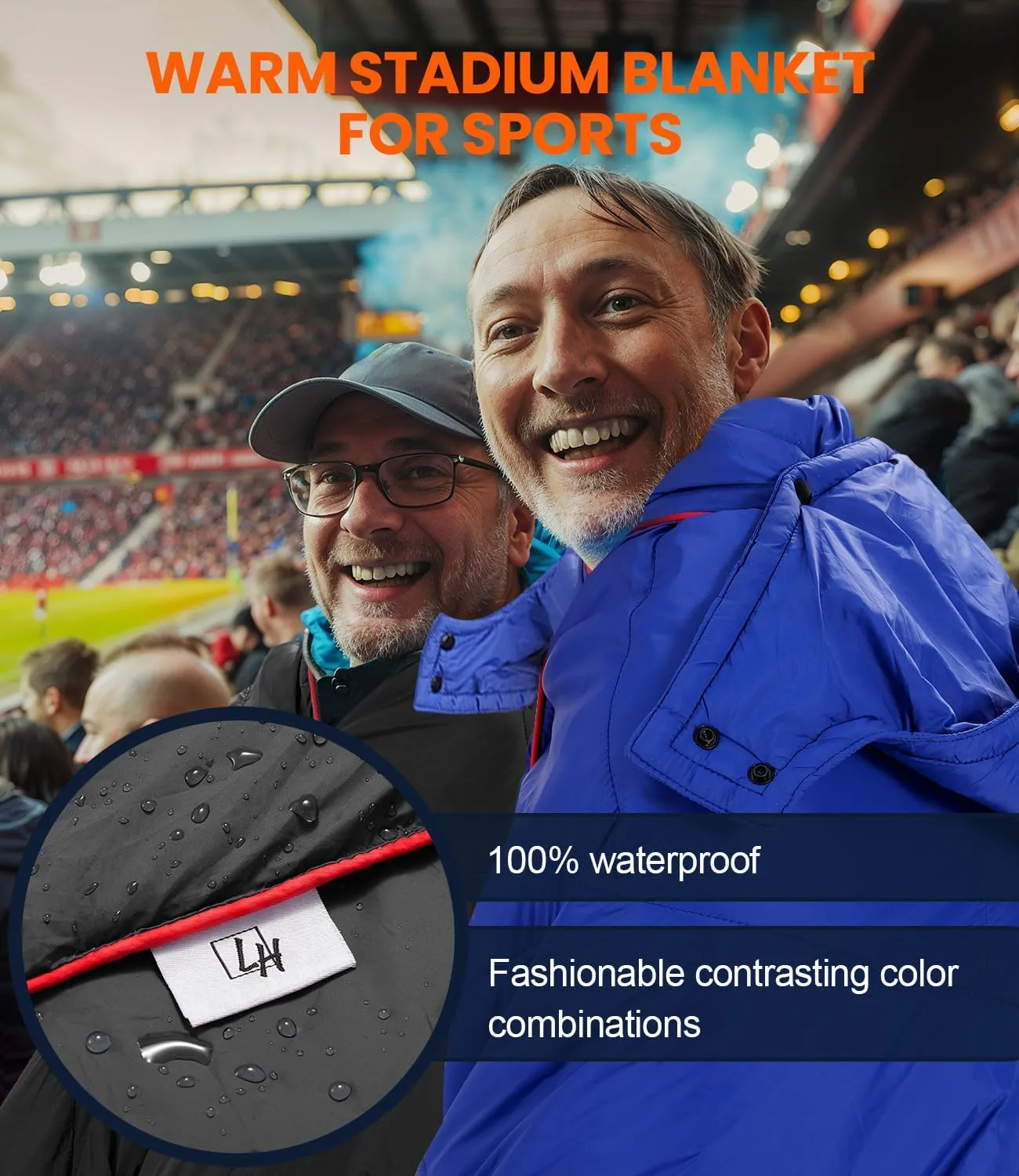 Outdoor Puffy Camping Blanket, Lightweight Down Alternative Puffy Waterproof Stadium Blanket with Portable Bag, Lightweight Camping Blanket for 2 People, Cold Weather, Sports, Travel, Car, 79*54 inch