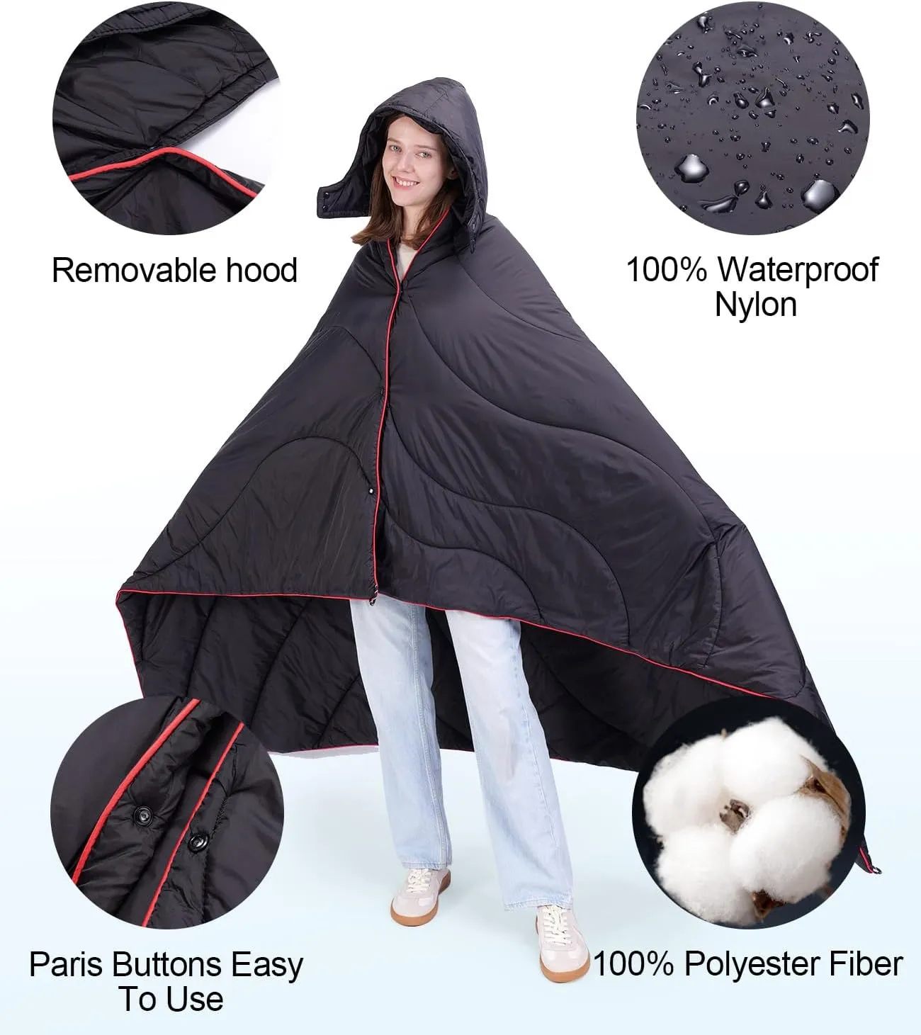 Outdoor Puffy Camping Blanket, Lightweight Down Alternative Puffy Waterproof Stadium Blanket with Portable Bag, Lightweight Camping Blanket for 2 People, Cold Weather, Sports, Travel, Car, 79*54 inch
