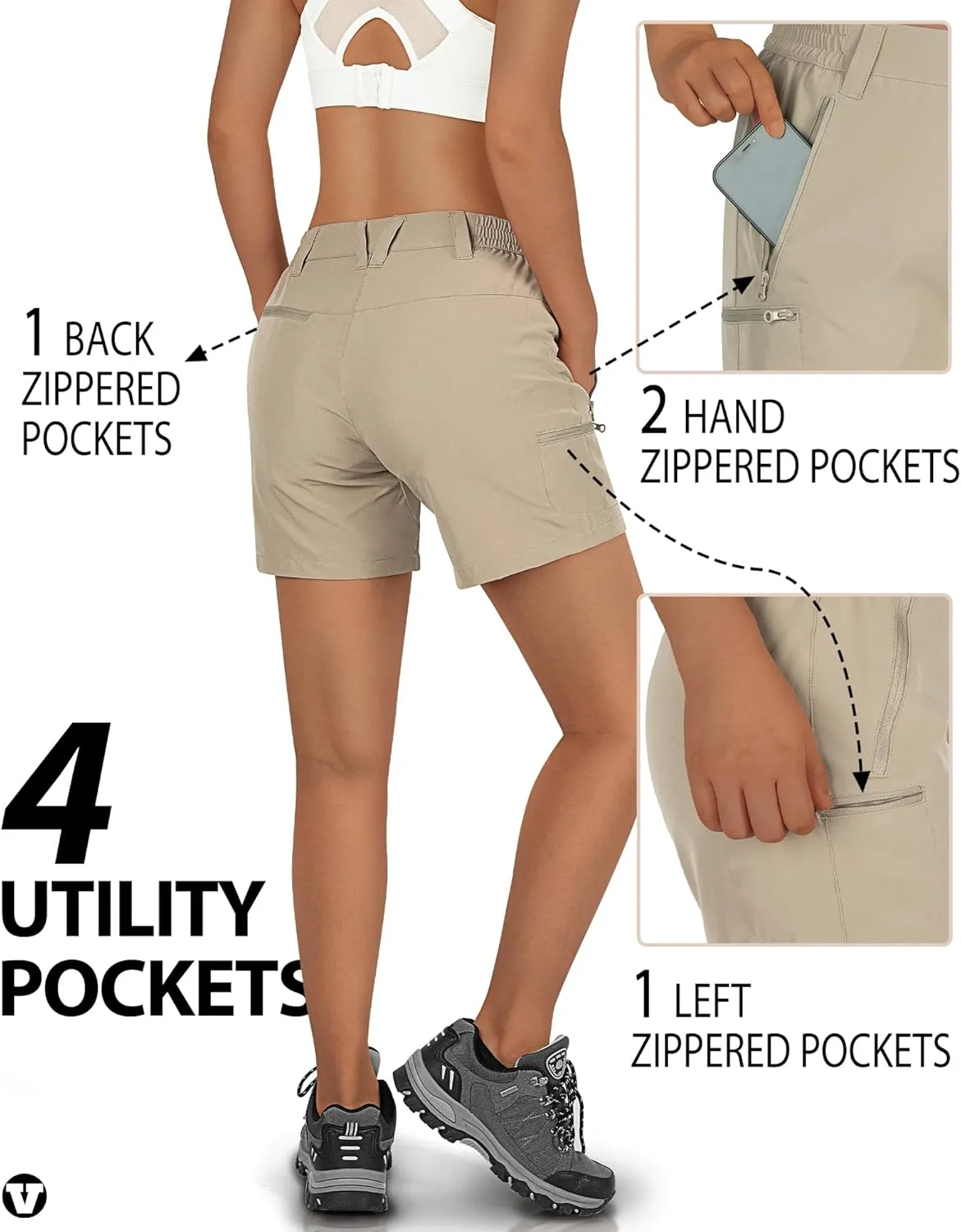 Outdoor Ventures Women's Hiking Shorts Stretch Lightweight Golf Shorts Quick Dry UPF 50  5 inch Cargo Short for Camping