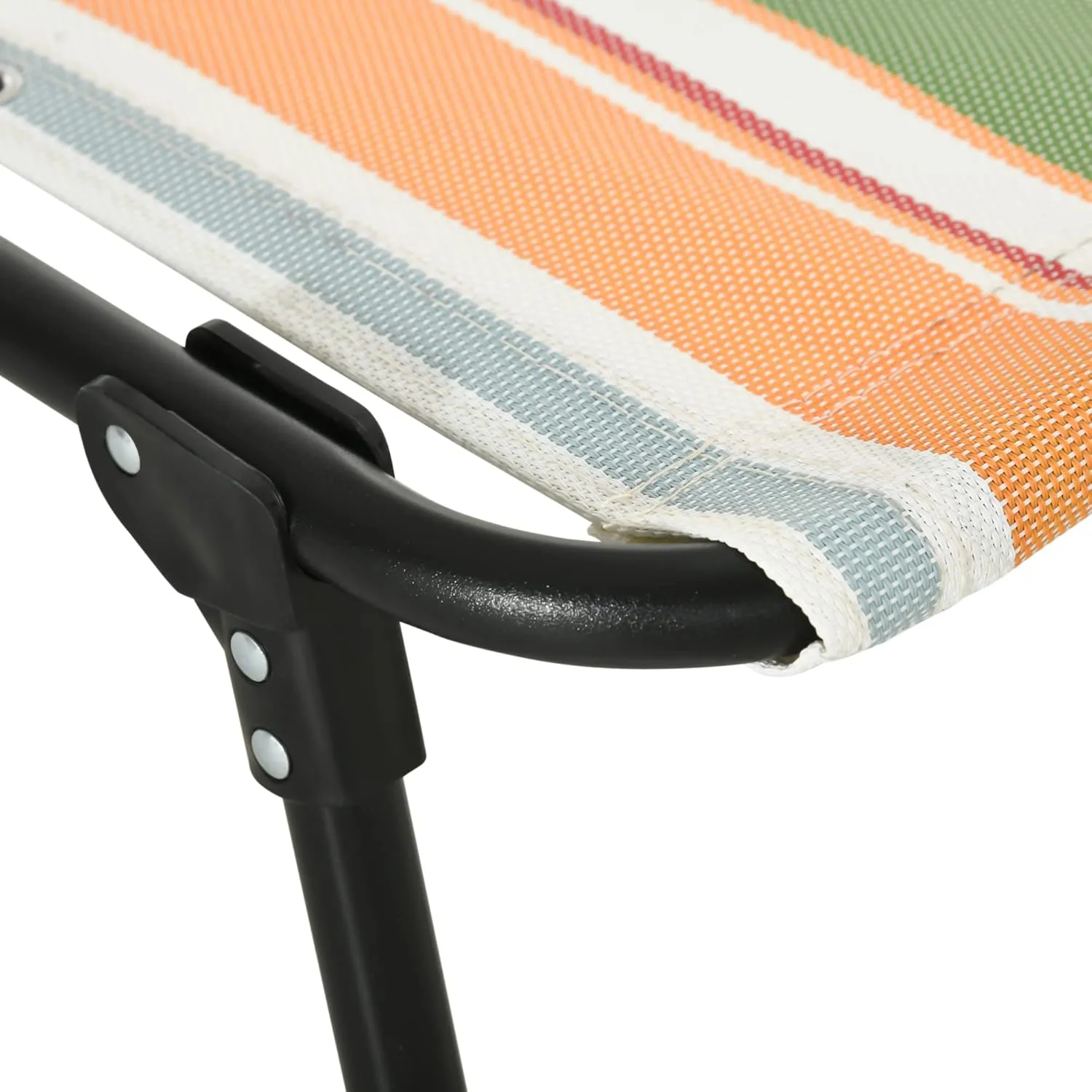 Outsunny Folding Chaise Lounge Chair, Patio Sun Tanning Chair, Outdoor Chaise Lounger with 4-Position Reclining Back, Breathable Mesh Seat for Beach, Poolside, Yard, Rainbow Striped