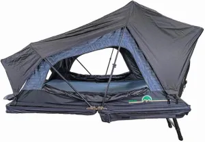 Overland Vehicle Systems XD Sherpa Soft Shell Aluminum Hard Shell Hybrid Roof Top Tent with Blackout Kit - Grey Body & Black Rainfly