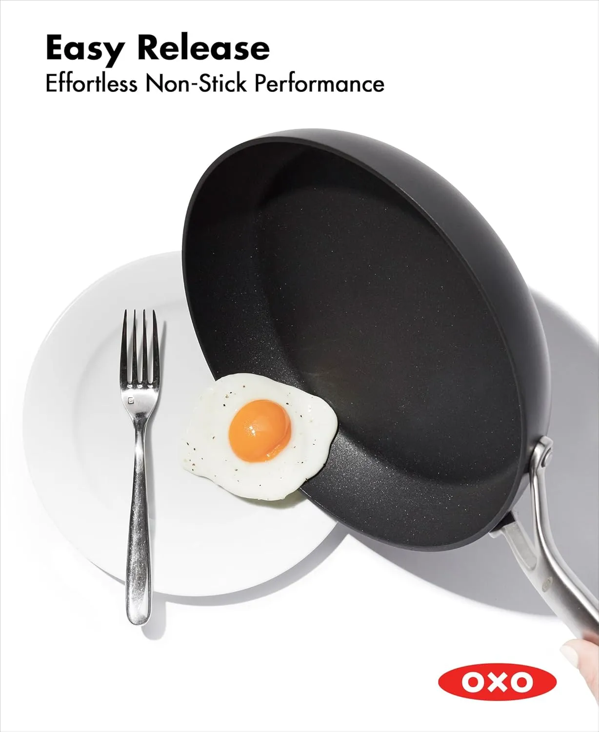 OXO Professional 10" Frying Pan Skillet, Hard Anodized Ceramic Nonstick Cookware PFAS-Free, Induction Suitable, Stainless Steel Handles, Diamond Reinforced Coating, Dishwasher Safe, Oven Safe, Black