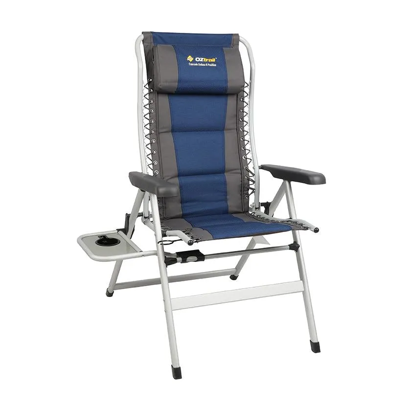 OZtrail Cascade Deluxe 8 Position Recliner Chair with Side Table