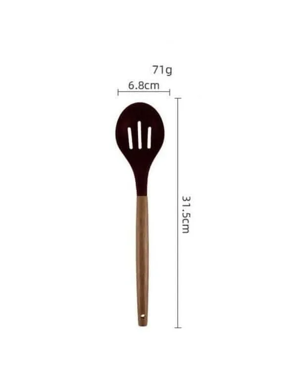 P-Plus International Silicone Cooking Spoon BPA-Free & Heat-Resistant (Black)