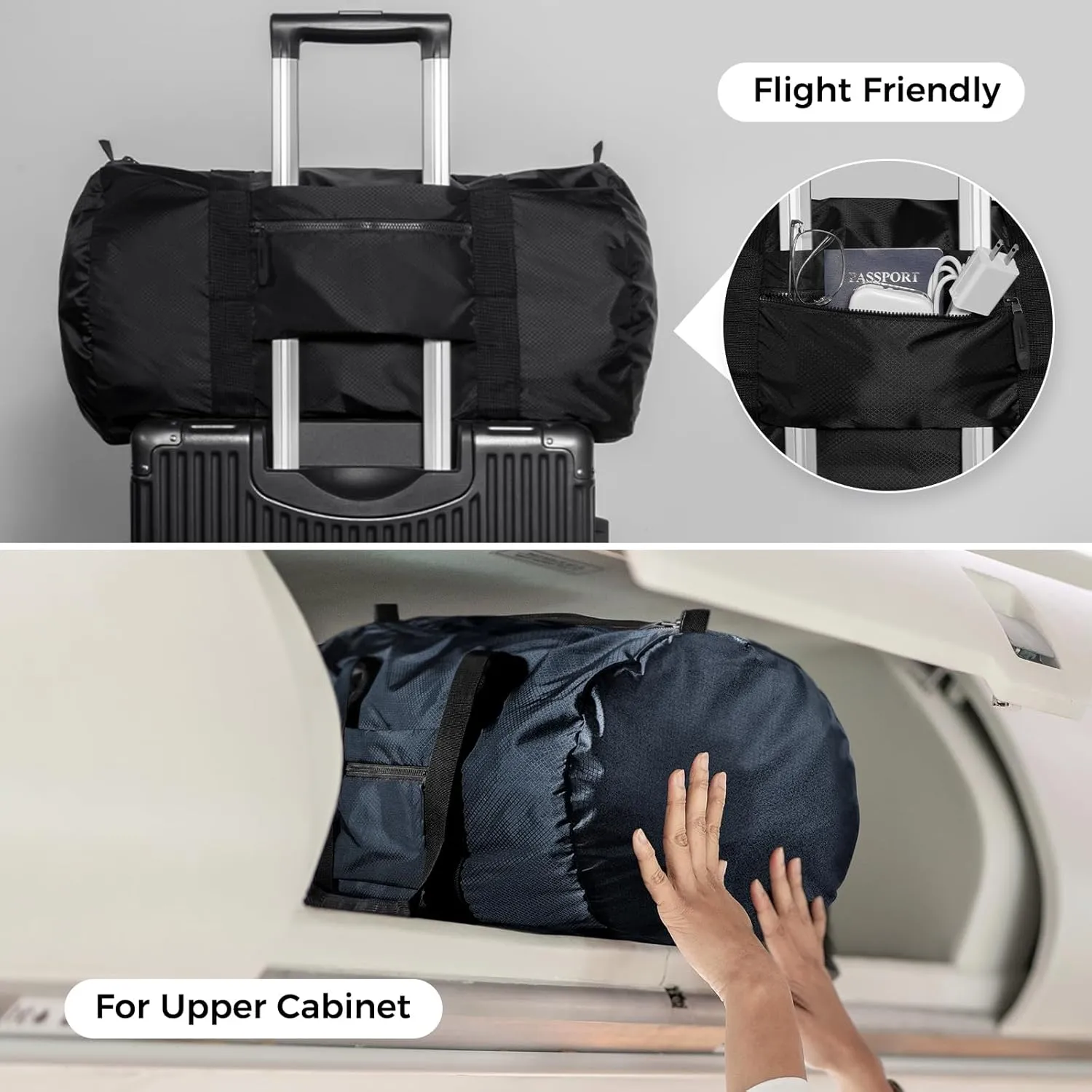 pack all Lightweight Travel Duffel Bag, Water-Resistant Sports Gym Bag, 32L Foldable Weekender Bag for Fitness, Hiking and Camping (Navy Blue)