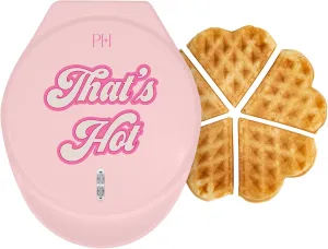 Paris Hilton Heart Waffle Maker, Makes 5 Mini Heart Shaped Waffles or 1 Individual Waffle, Easy to Clean 6" Nonstick Plates, Made without PFAS or PFOA, Electric Waffle Iron, Pink