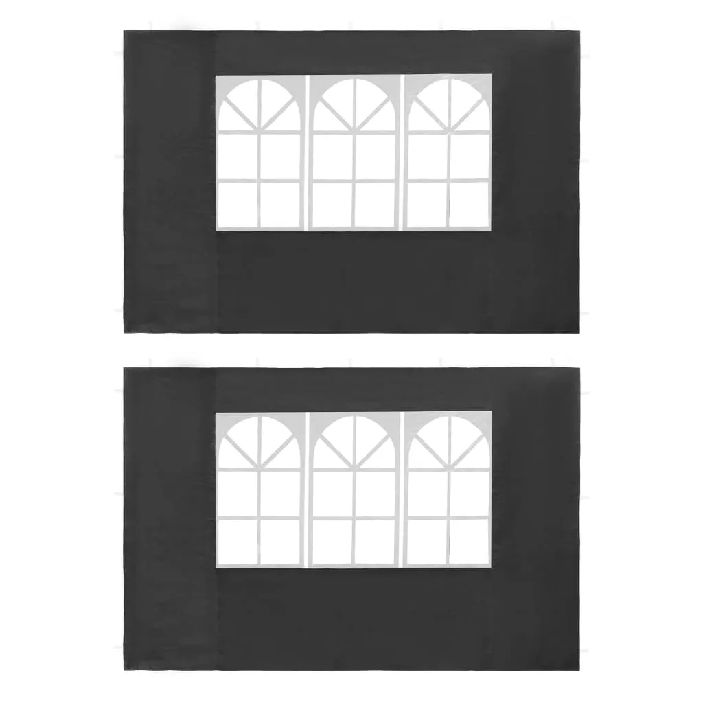 Party Tent Sidewall 2 Pcs Pavilion Canopy Sidewall with Windows PE