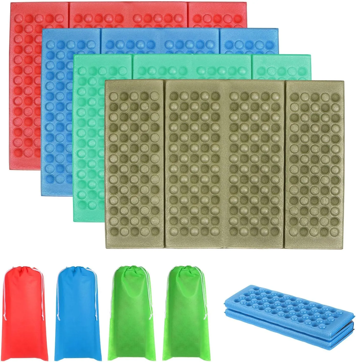 PATIKIL 4 Pack Foldable Cushion Seat Camping Sitting Pad Waterproof XPE Foam Outdoor Sitting Mats with Carry Bag for Picnic Hiking Stadium Travel