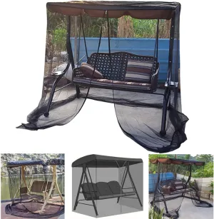 Patio Swing Mosquito Netting, Mosquito Mesh Screen, Outdoor Rectangle with Zipper Opening and roof Waterproof Tent(2 Seater 125x155x205cm)