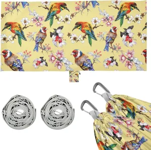 Pattern with Flowers and Exotic Birds Camping Hammock with Tree Straps, Portable Lightweight Parachute Hammocks Camping Accessories Gear for Indoor Outdoor Backpacking Travel Hiking Beach