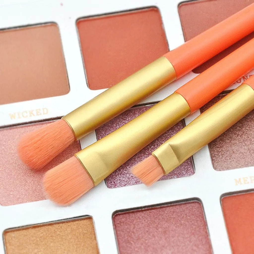 Pcs Eye Brush Handle Brush Makeup Plastic Paint Brush Set 5 Powder Brush Setting Spray (Orange,one size)