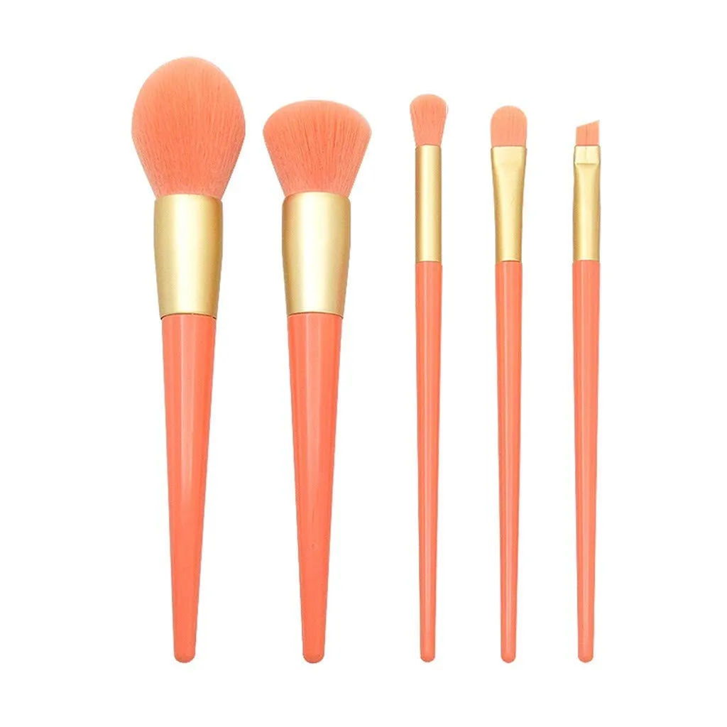 Pcs Eye Brush Handle Brush Makeup Plastic Paint Brush Set 5 Powder Brush Setting Spray (Orange,one size)