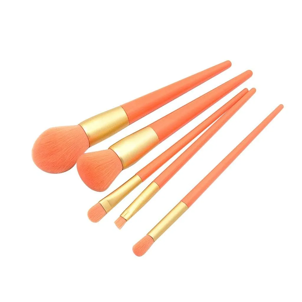 Pcs Eye Brush Handle Brush Makeup Plastic Paint Brush Set 5 Powder Brush Setting Spray (Orange,one size)