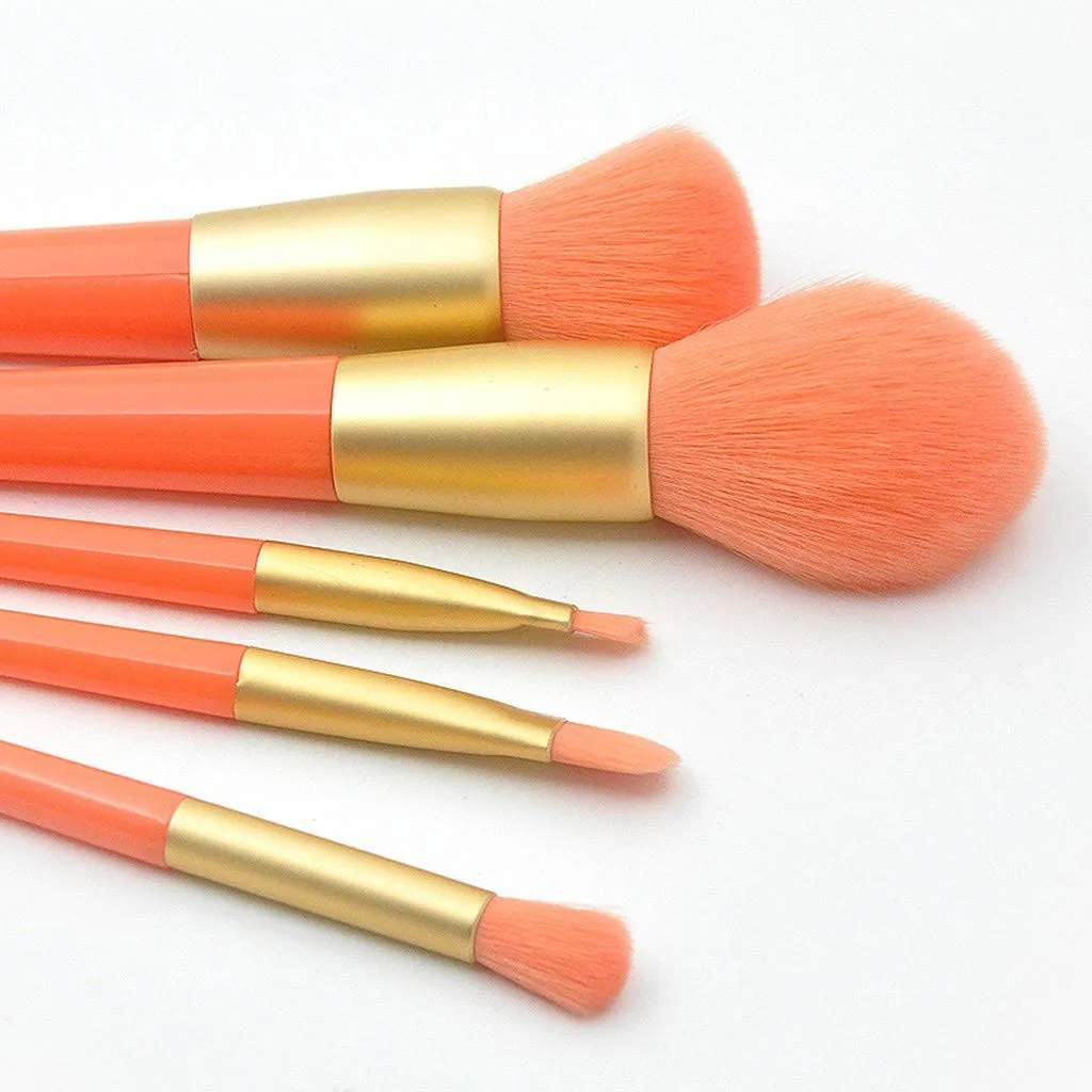 Pcs Eye Brush Handle Brush Makeup Plastic Paint Brush Set 5 Powder Brush Setting Spray (Orange,one size)