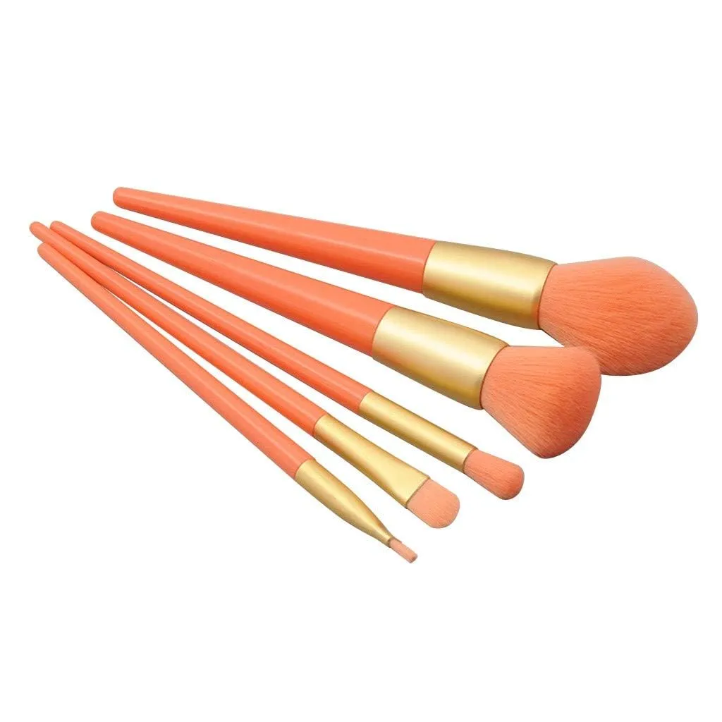 Pcs Eye Brush Handle Brush Makeup Plastic Paint Brush Set 5 Powder Brush Setting Spray (Orange,one size)