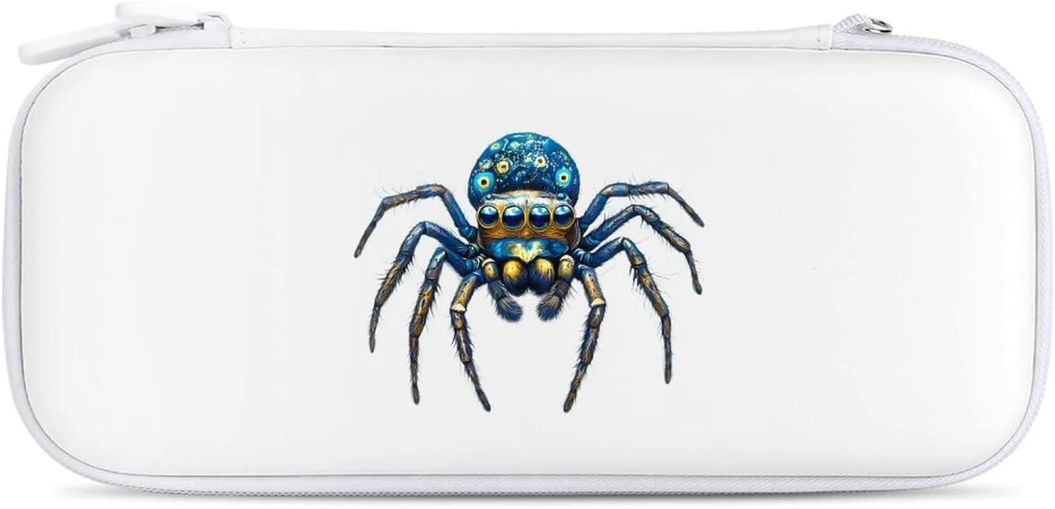 Peacock Spiderpng Compatible with Switch Carrying Case Hard Travel Game Bag Pouch with 15 Games Accessories