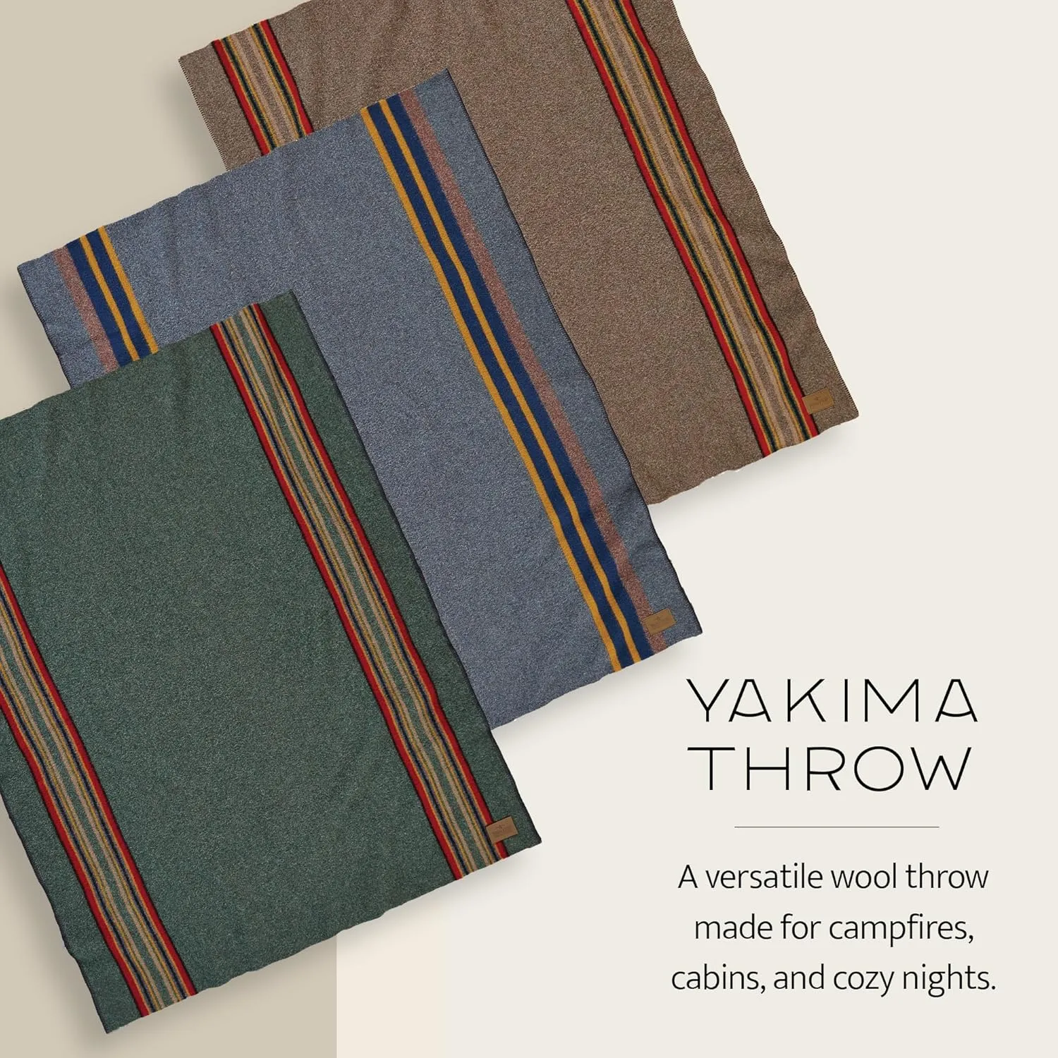 Pendleton Yakima Throw 54" x 66" - Wool Cotton, Lightweight, Soft and Durable Wool Throw for Home and Travel -Lake