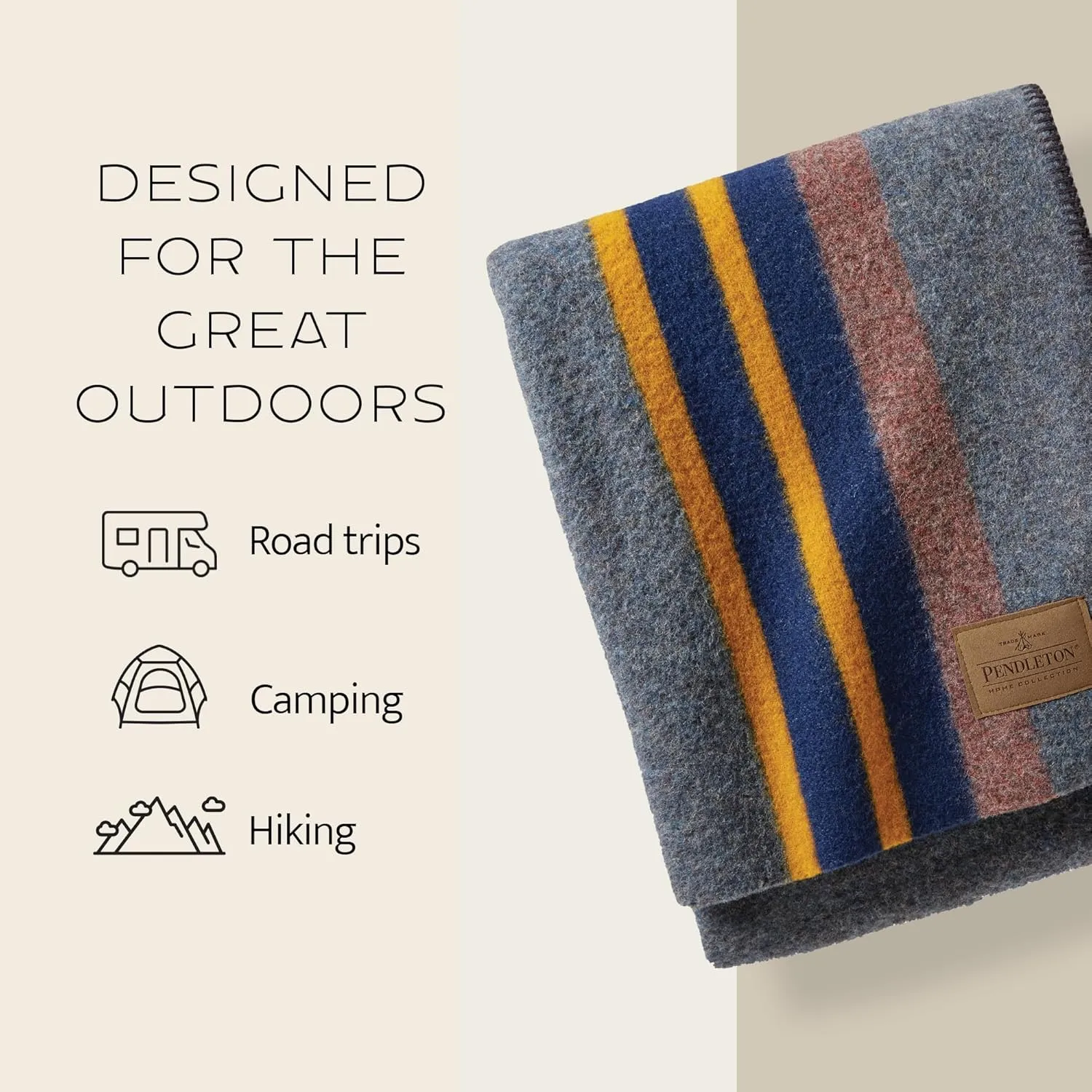 Pendleton Yakima Throw 54" x 66" - Wool Cotton, Lightweight, Soft and Durable Wool Throw for Home and Travel -Lake