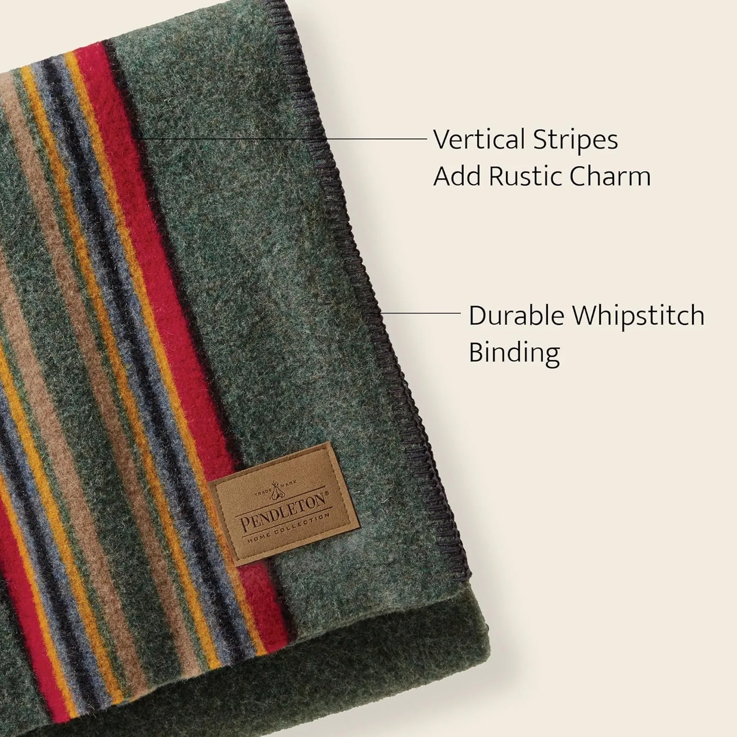Pendleton Yakima Throw 54" x 66" - Wool Cotton, Lightweight, Soft and Durable Wool Throw for Home and Travel -Lake