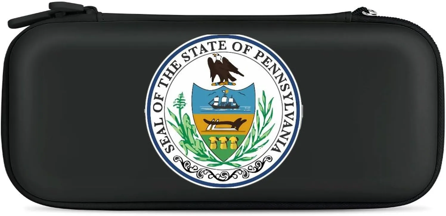 Pennsylvania State Logo Compatible with Switch Carrying Case Hard Travel Game Bag Pouch with 15 Games Accessories