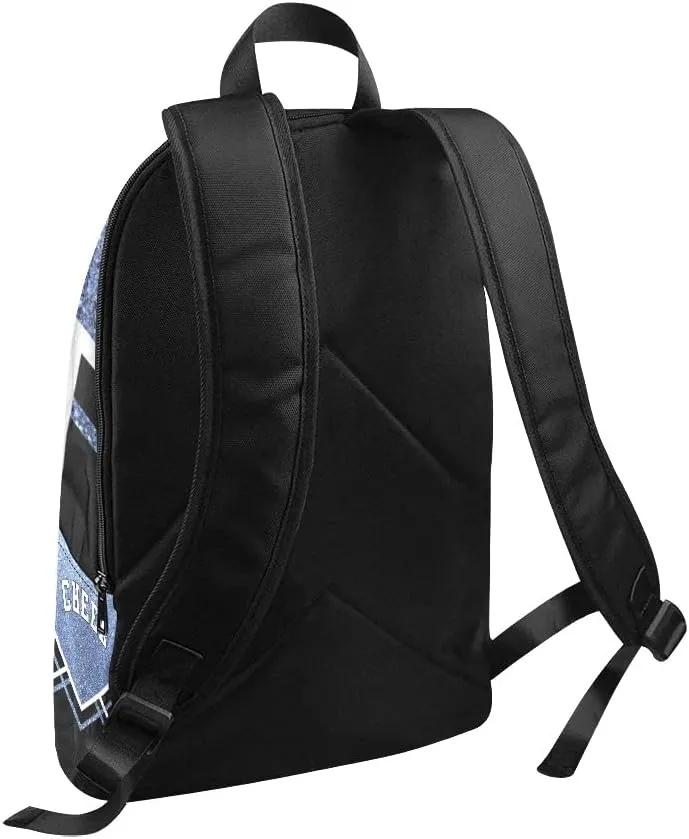 Personalized Cheerleader Blue Black Print Backpack with Name Custom Travel Daypack Bag for Man Woman Gifts