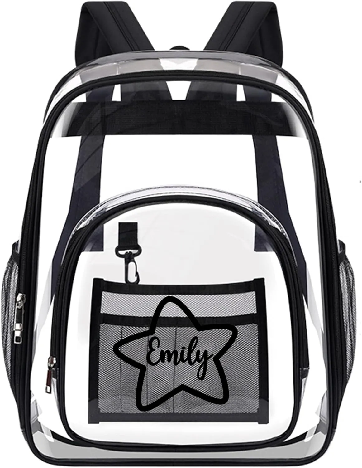 Personalized Clear Backpack Customized Name Cute Clear Bookbag Heavy Duty See Through Transparent Backpack Pink/Black/Gray